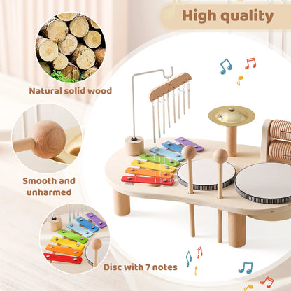 Baby Educational Toys Wooden Music instruments Montessori Children's Musical Toys Xylophone Newborn Music Table