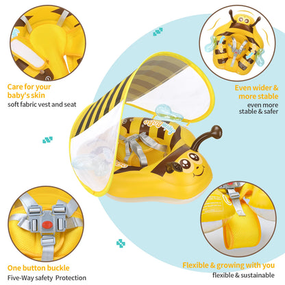 Swimbobo New Upgrades Yellow Bee Mesh Safety Soft Seat Pocket Baby Inflatable Swimming Floating Kids Ring Circle Fun Summer Toys