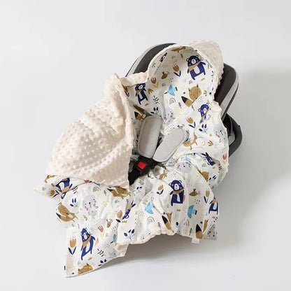 Baby Safety Seat Basket Blanket for Newborn Doudou Fleece Quilt Swaddle Wrap Windproof Hooded Swaddling Blankets Stroller Cover