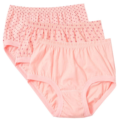 3pcs Pure Cotton Women Panties Large Size High Waist Underwear Plus Size Female