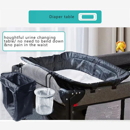 Portable Baby Crib New Multifunctional 4 In 1 Foldable Baby Cot with Diaper Kid Table Cradle Rocker Bed Furniture