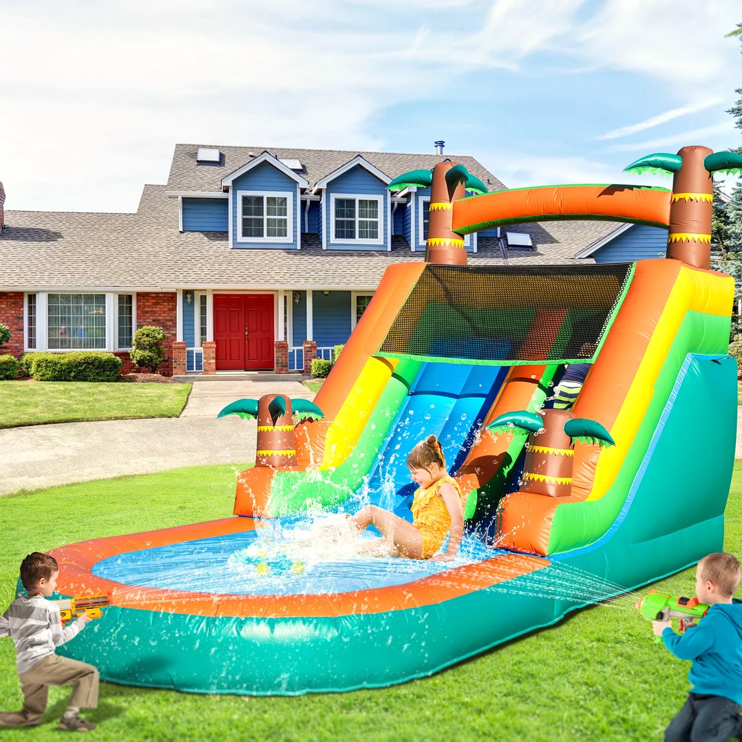 21ft Giant Commercial PVC Inflatable Water Slide Bounce House Pool with Blower