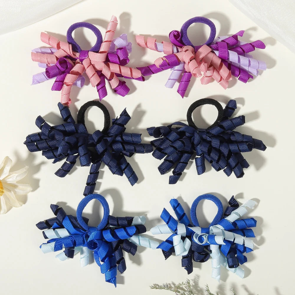6Pcs Trendy Firework Hair Ties Rainbow Curly