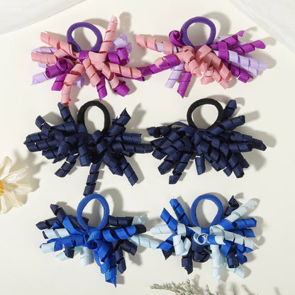 6Pcs Trendy Firework Hair Ties Rainbow Curly