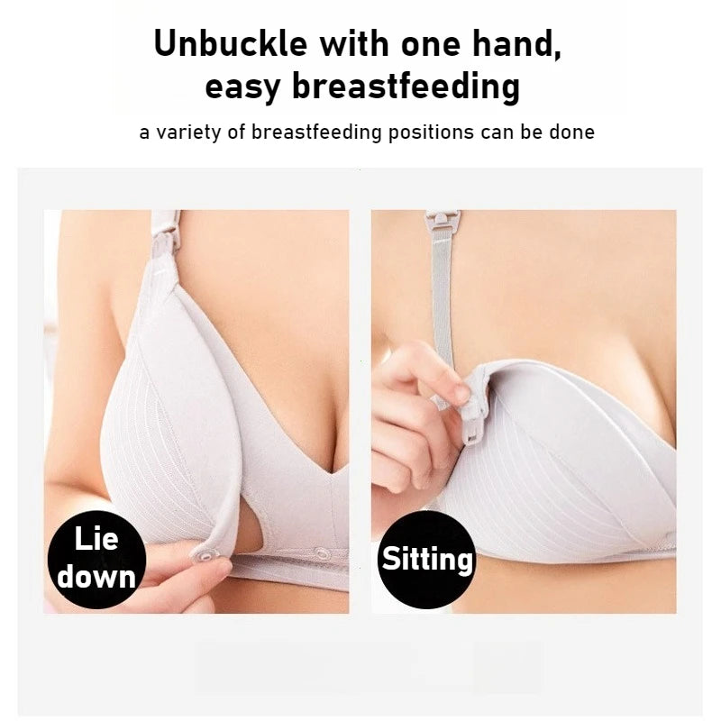 Front Button Maternity Nursing Bra Adjustable Cotton Wire Free