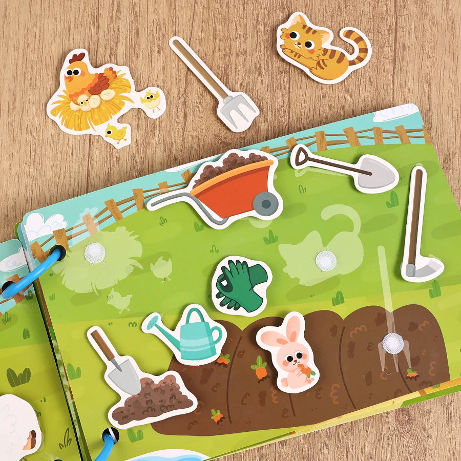 Children Quiet Busy Book Reusable Cartoon Sticker Books Sticker Interactive Games