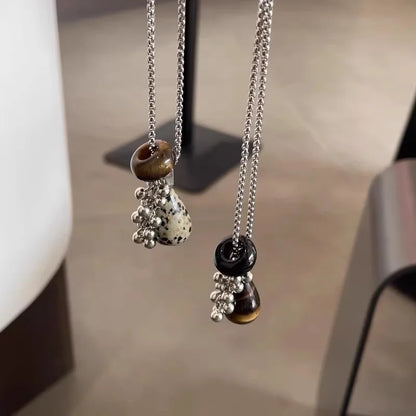 Irregular Tiger Eye Stone Pendant Necklace for Women, Fashion Long Chain Gift for Party, Aesthetic Jewelry Accessories