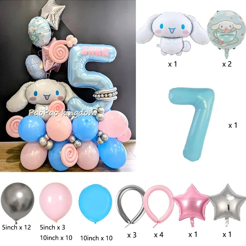 1 Set Cinnamoroll Foil Balloons for Birthday Party Decorations Baby Shower  Kids  Birthday Gift Macaron Latex Balloons Set