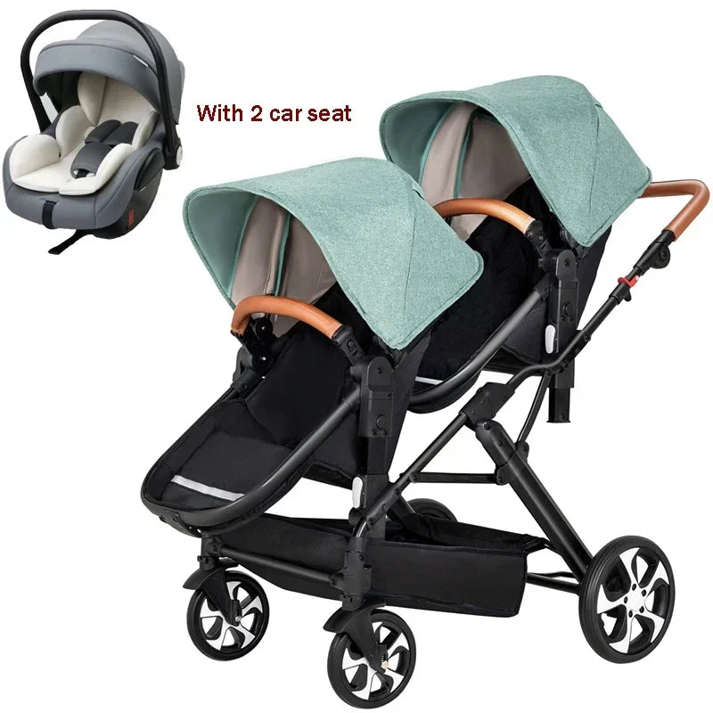 Foldable Twin stroller Lightweight New 2 in 1 baby trolley baby carriage with car seat Baby stroller for two children