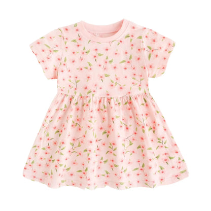 Summer Short Sleeve Baby Girls Dress Little Kids Dresses Soft Clothing
