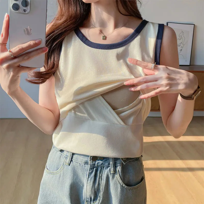 Wholesale Postpartum Woman Strap Tees for Breastfeeding T-Shirt Summer Tank Tops