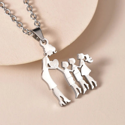 Family Love Son Daughter Necklaces Stainless Steel Multiples Childs Pendant Boys Girls Mothers Love Gifts For Mom Jewelry