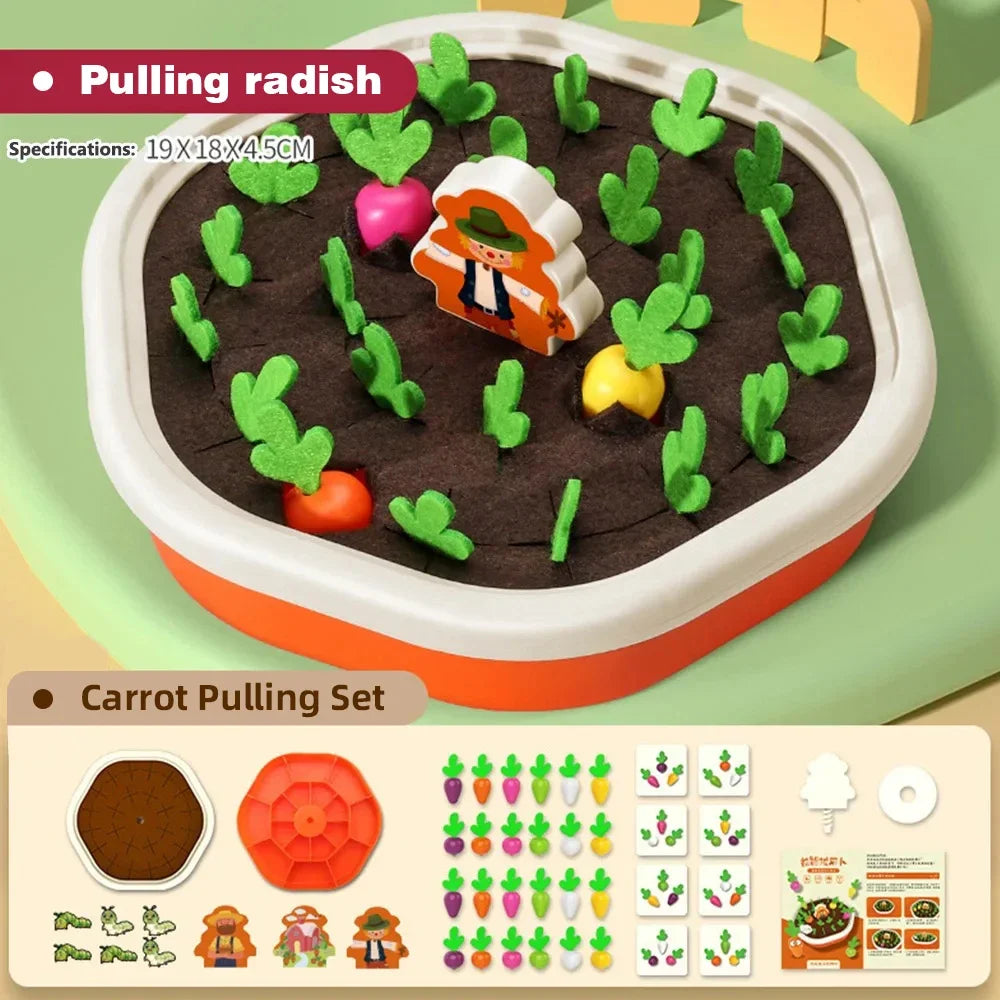 Baby Pull Out Radish Toys Montessori Toddler Memory Sorting Fine Motor Skills Education Fun Carrot Harvest Desk Game Teach Tool