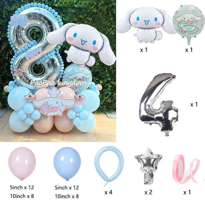 1 Set Cinnamoroll Foil Balloons for Birthday Party Decorations Baby Shower  Kids  Birthday Gift Macaron Latex Balloons Set
