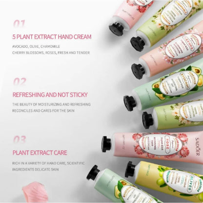 5Pcs/Pack Fruit Plant Fragrance Hand Cream Sets Moisturizing Lasting Repair