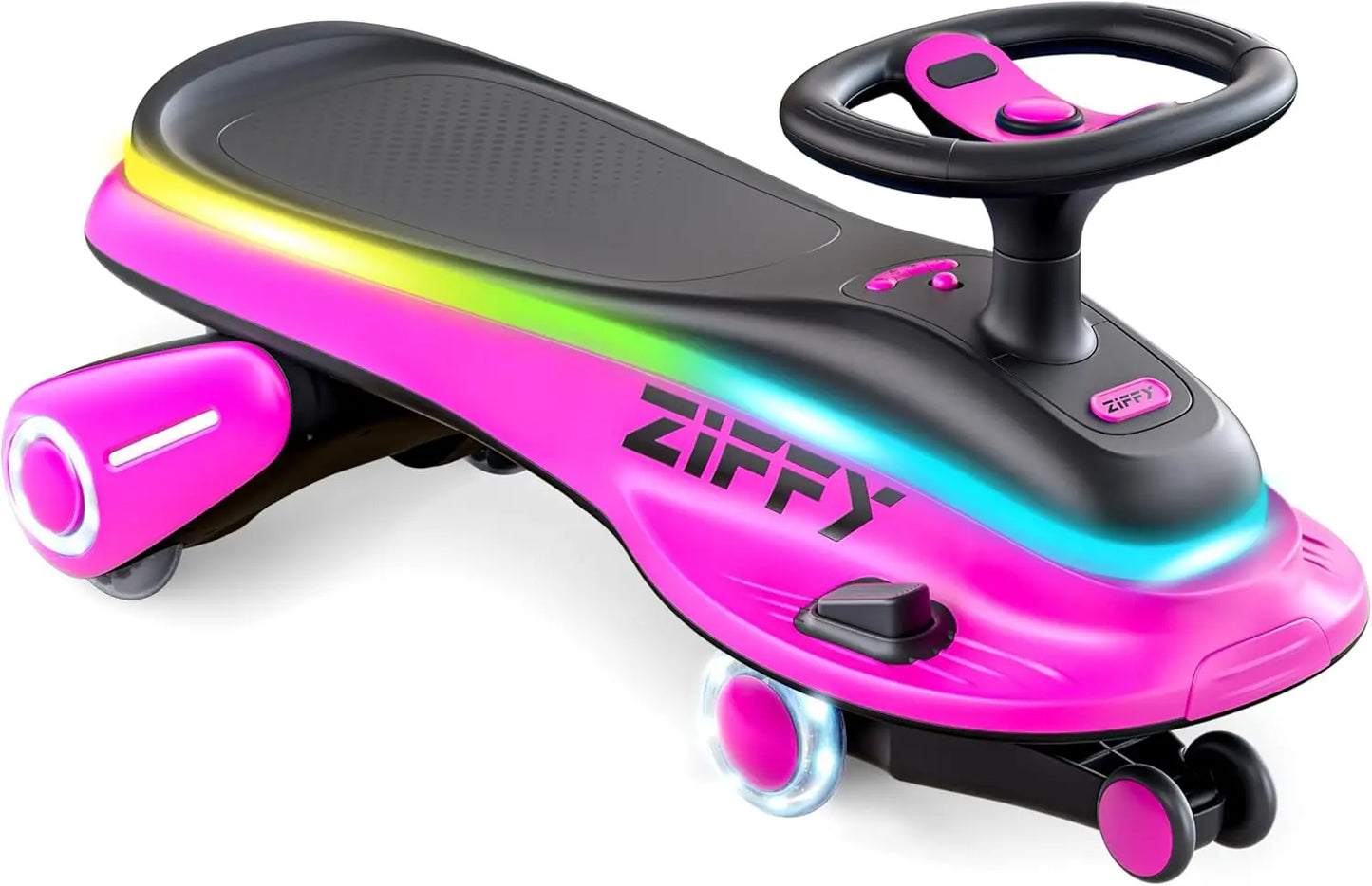 JOYFY 45W 5.5A Electric Wiggle Car Light-Up Rechargeable Battery 2 Speed Ride-On Toy for Kids Ages 3+ (Max 110 lbs)