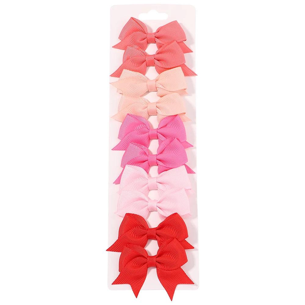 10Pcs/Set Solid Color Kids Bows Hair Clips for Baby Girls Handmade Ribbon Bowknot Hairpin Barrettes Hair Accessories