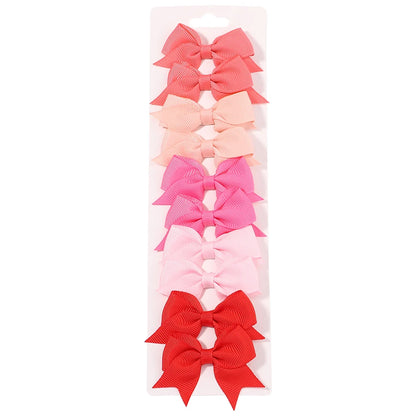 10Pcs/Set Solid Color Kids Bows Hair Clips for Baby Girls Handmade Ribbon Bowknot Hairpin Barrettes Hair Accessories