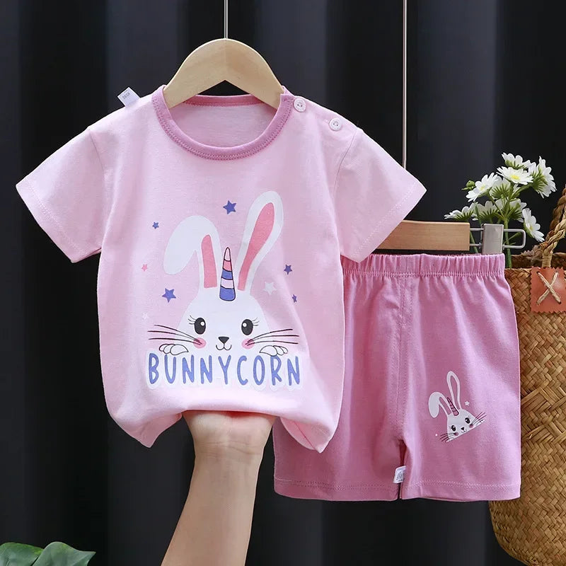 2-6 Years Boys & Girls Toddler Set Children's Short sleeve Cotton