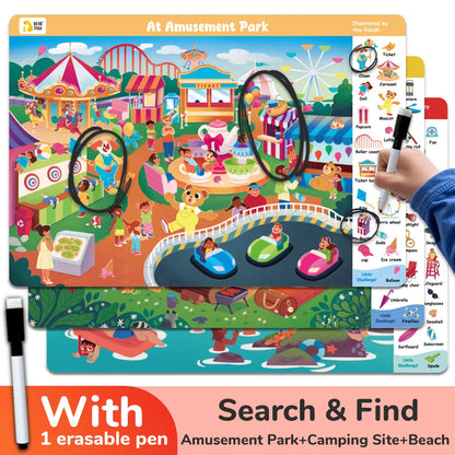 3 Themes Search and Find Game Looking for Different Interactive Activity Painting Kit Drawing Books with Reusable Pen