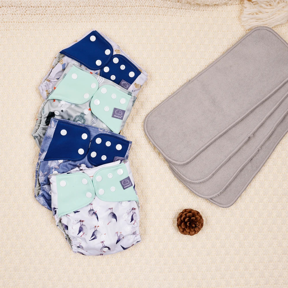 waterproof  baby cloth diaper with 4 absorbents cloths washable eco-friendly pocket cloth nappy