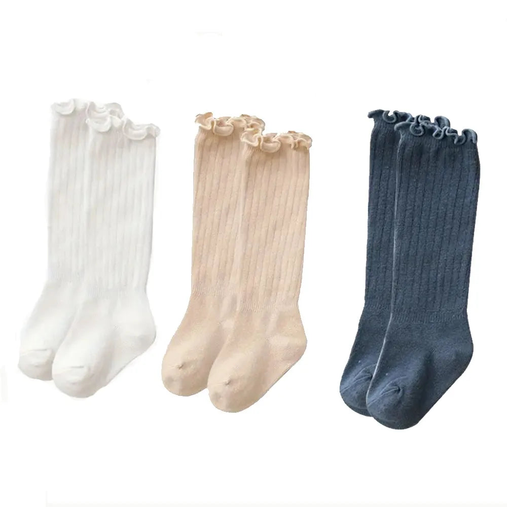 Baby & Toddler Knee-High Socks -Ribbed Texture Soft Stretchy All-Season Warmth, Elastic Cuff for Secure Fit Baby Leg Warmers