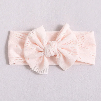 Hollow Bow Baby Headband Solid Color Nylon Elastic Wide Hairbands 0-2Year Girl Bowknot Headdress Kids Hair Accessories