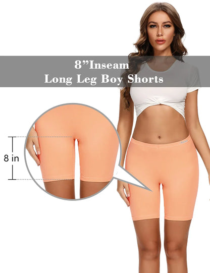 4PCS Women's Cotton Panties Biker Shorts Boxer Briefs Ladies Anti Chafing