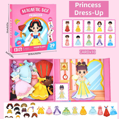 Magnetic Dress-Up Puzzle Toy, Educational Travel Game with Character and Scene Sets for Kids Ages 3–6
