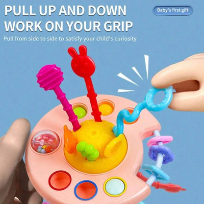 Activity Development Pull String Toys Silicone Teething Rattle Educational Learning Toy Baby Sensory Montessori Toys gift