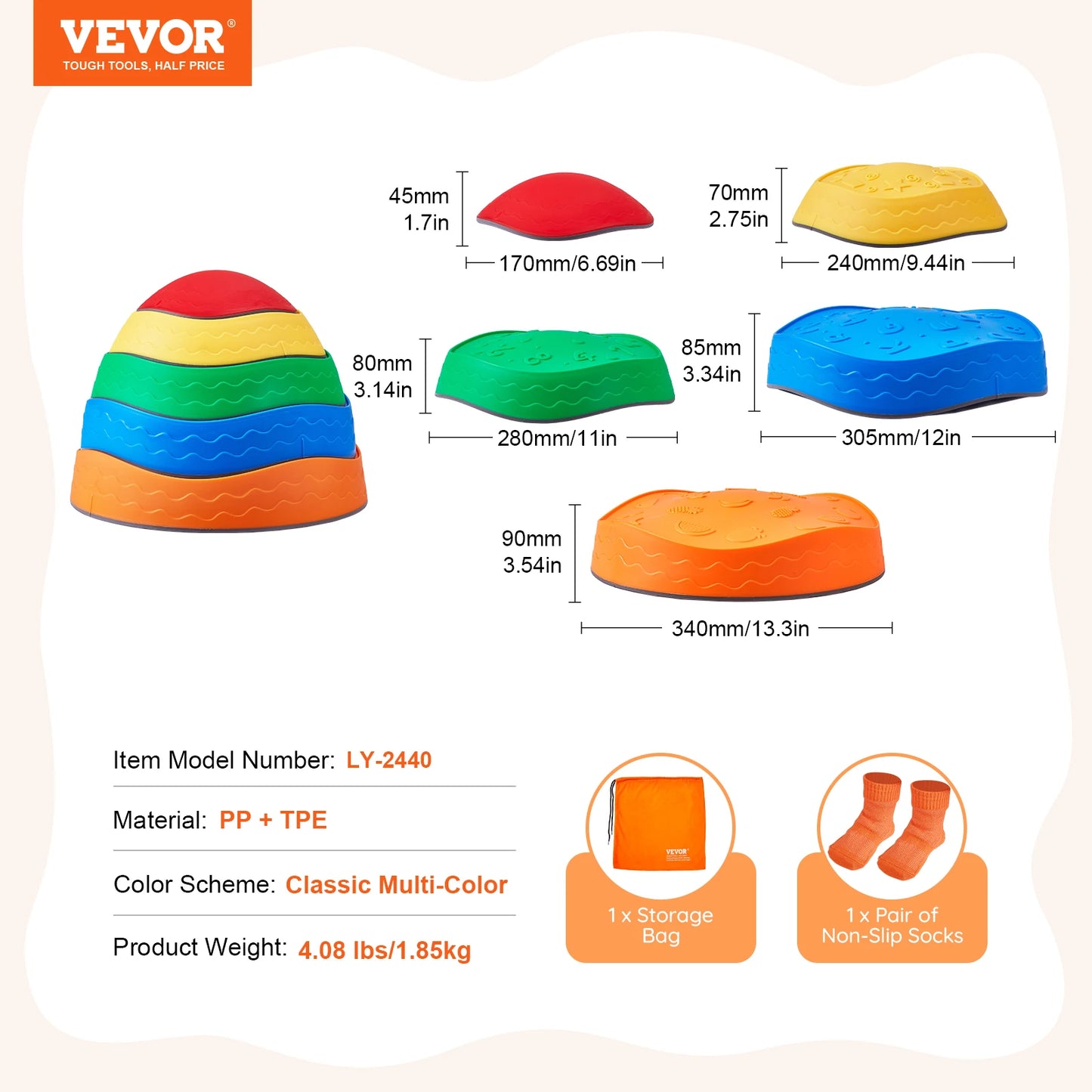 SucceBuy 5/6 PCS Balance Stepping Stones Kids Sports Toys Training Sensorial Social Games for Children Indoor or Outdoor Play