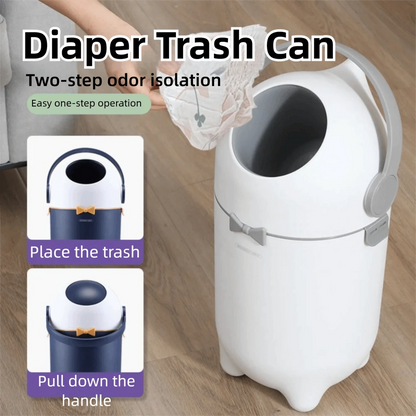 Portable 15 L Diaper Trash Can with Lid Large Capacity Waste Can Silent Opening Closing Handle Simple Trash Bin Household