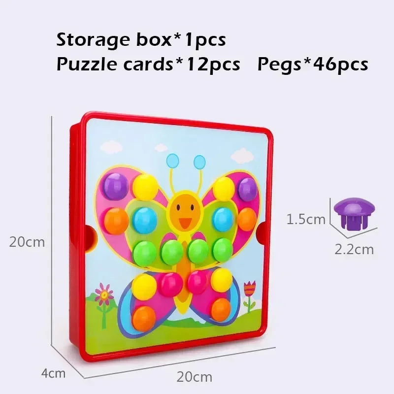 3D Mushroom Nail Puzzle Jigsaw Toys Baby Toys Cartoon Animal Puzzles Games Kids Early Educational Toys