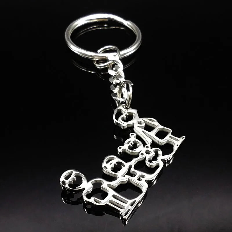 Family Boy Girl Mom Dad Gift Stainless Steel Key Ring Jewelry Silver Color Keychain Christmas Gifts