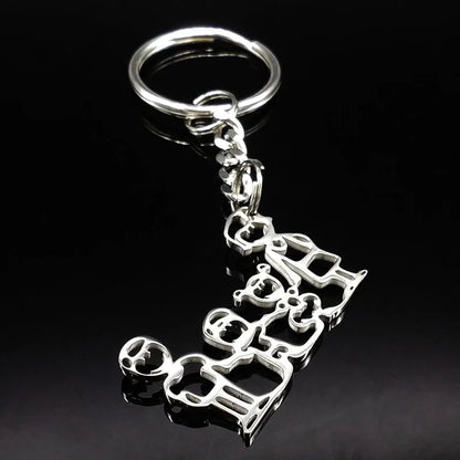 Family Boy Girl Mom Dad Gift Stainless Steel Key Ring Jewelry Silver Color Keychain Christmas Gifts