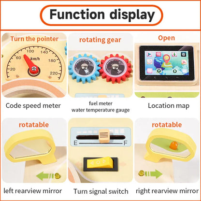 Montessori Busy Board Children Toys Led Light Switch Simulate Car Steering Wheel Travel Activities Sensory Game Educational Toys