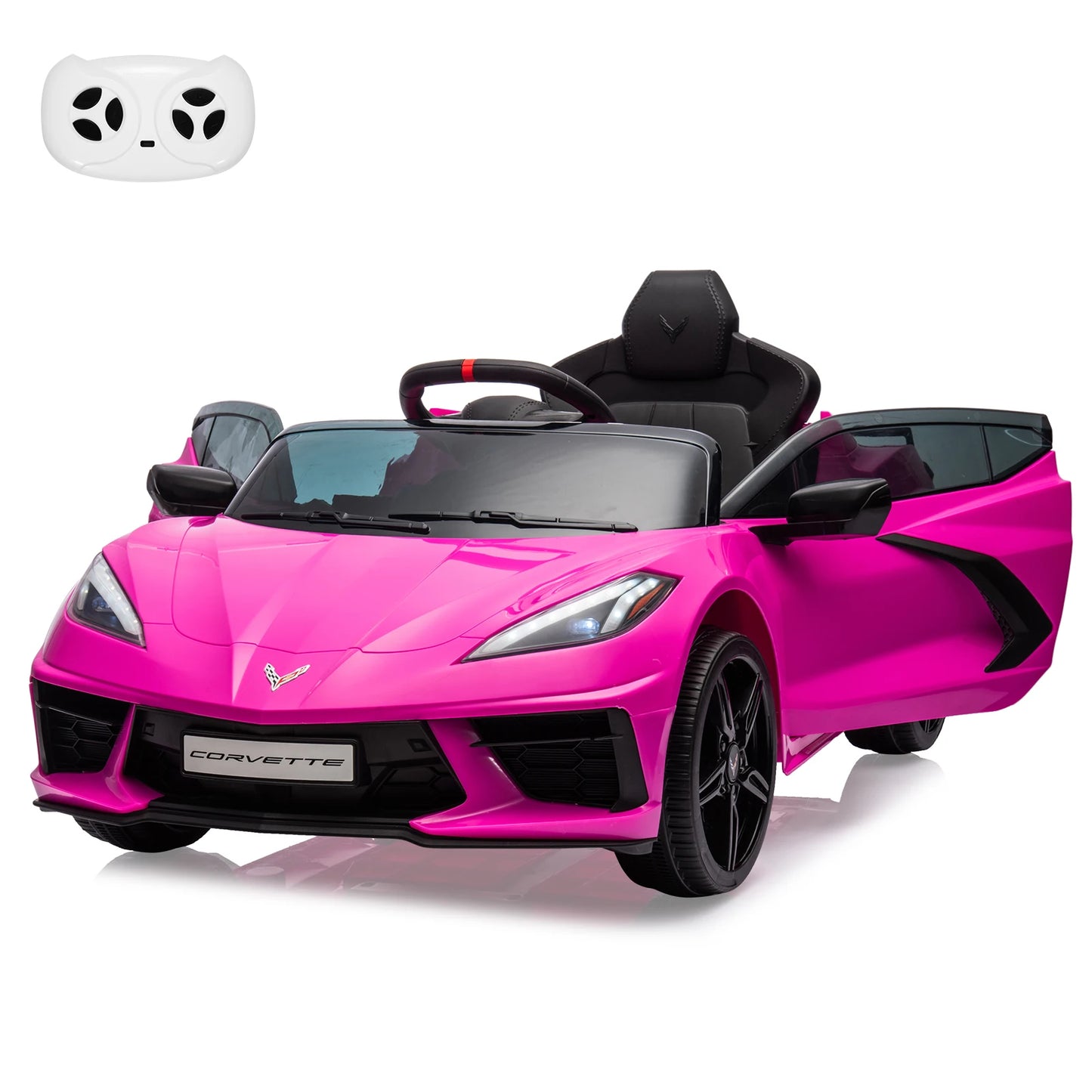12V Kids Ride on Car Battery Powered Toddlers Electric Sports Car Toy with Remote Control,Visual Dashboard,LED Lights,Music 3-8Y