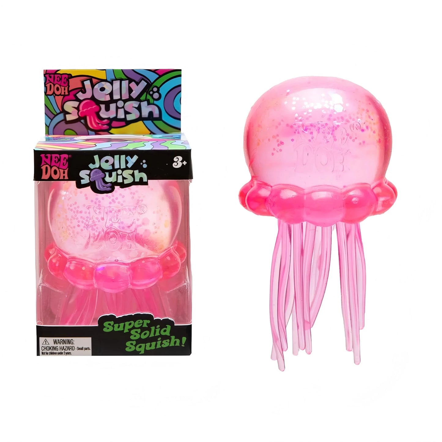 Nee Doh Jellyfish & Cube Squish Toy, Stress Relief Fidget Toy, Sensory for Kids & Adults