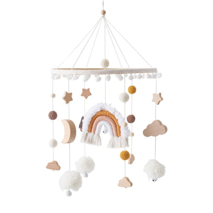Baby Wooden Crib Mobile Bed Bell Hanging Rattle Toy Newborn Music Box Bed Bell Hanging Toys Holder Bracket Infant Crib Baby Gift
