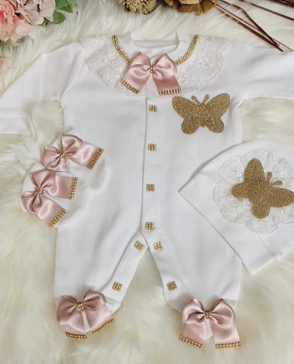 Baby Prince Welcome Home 3pcs Crown Layette Hospital Exit Newborn Outfits Swaddle Set Hello World I'm new Cotton