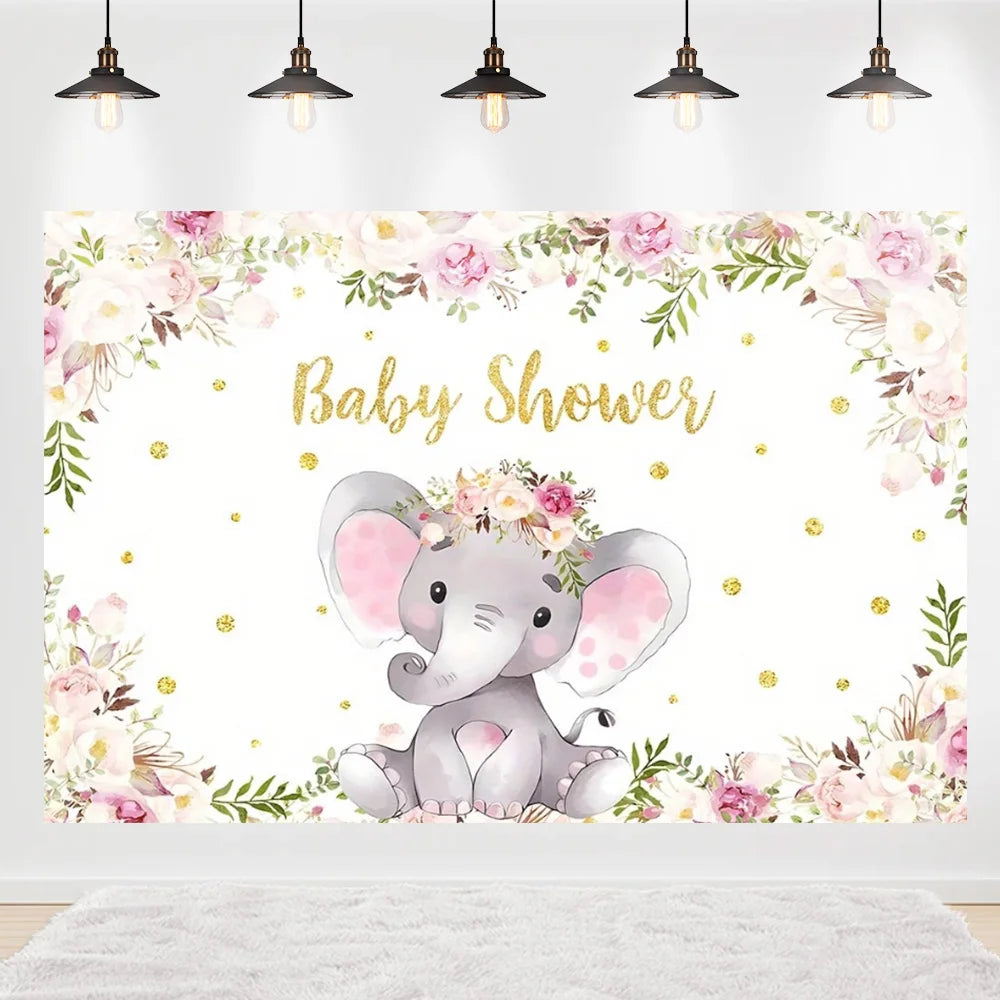 Welcome Baby Shower Newborn Background Decoration Girl Boy Birthday Party Backdrop Supplies Balloon Teddy Bear Photographic Prop