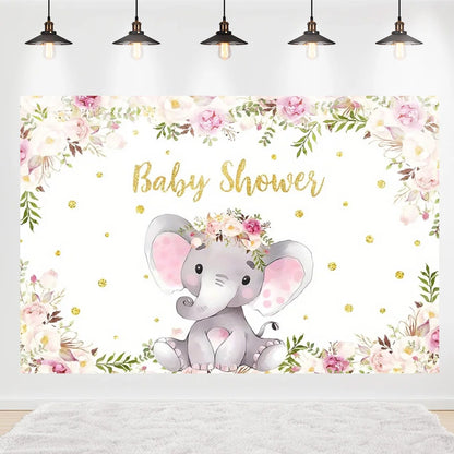Welcome Baby Shower Newborn Background Decoration Girl Boy Birthday Party Backdrop Supplies Balloon Teddy Bear Photographic Prop