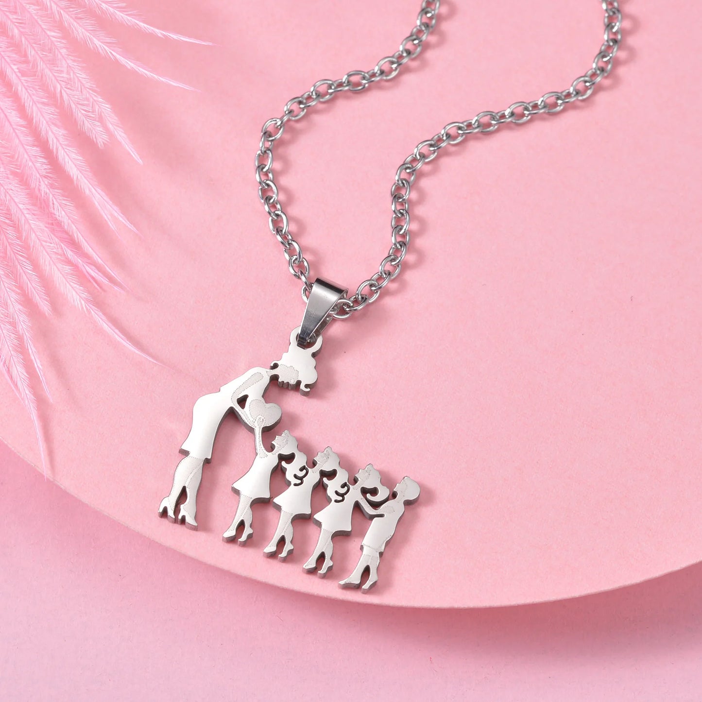 Family Love Son Daughter Necklaces Stainless Steel Multiples Childs Pendant Boys Girls Mothers Love Gifts For Mom Jewelry