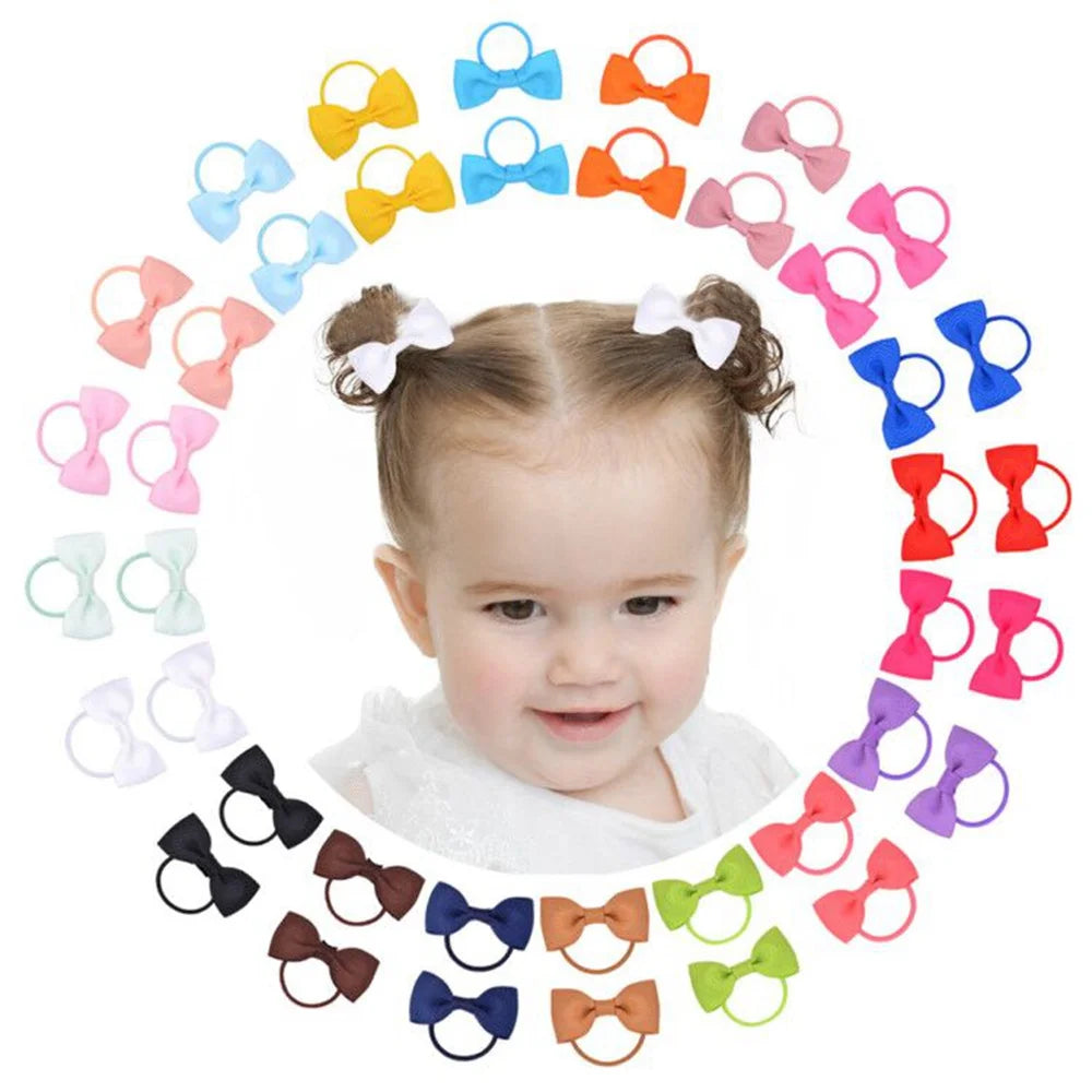 5/10/20Pcs/Lot Baby Bows Ribbon Hair Rubber for Girls Ties Elastic Hairbands Infants Pigtail Holders Hair Accessories Wholesale