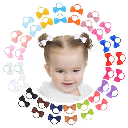 5/10/20Pcs/Lot Baby Bows Ribbon Hair Rubber for Girls Ties Elastic Hairbands Infants Pigtail Holders Hair Accessories Wholesale