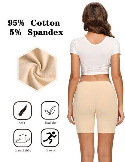 4PCS Women's Cotton Panties Biker Shorts Boxer Briefs Ladies Anti Chafing