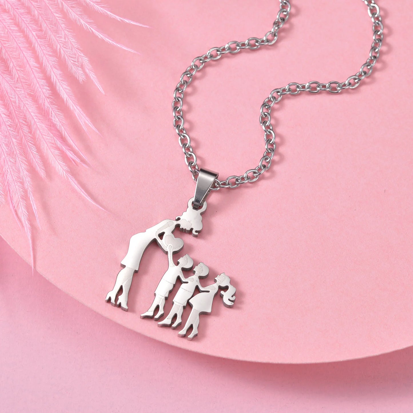Family Love Son Daughter Necklaces Stainless Steel Multiples Childs Pendant Boys Girls Mothers Love Gifts For Mom Jewelry