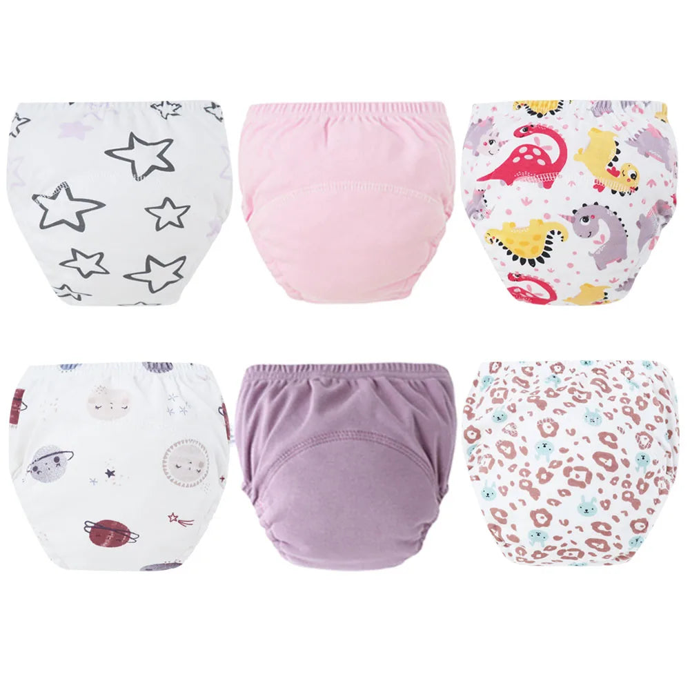 8pcs/6pcs Washable Baby Potty Training Pants Reusable Toilet Trainer Panty Reusable Cloth Diaper