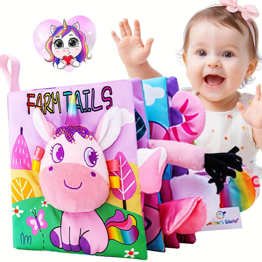 Unicorn Tail Cloth Book, Enlightenment Cloth Book, Early Education Touch Cognitive Toy, Interactive Children's Books, Children's