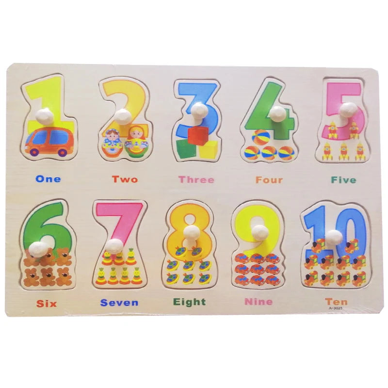 30cm Baby Toys Wooden Puzzle Hand Grab Board Educational Wood Puzzles for Kids Cartoon Animal Vehicle Child Gift